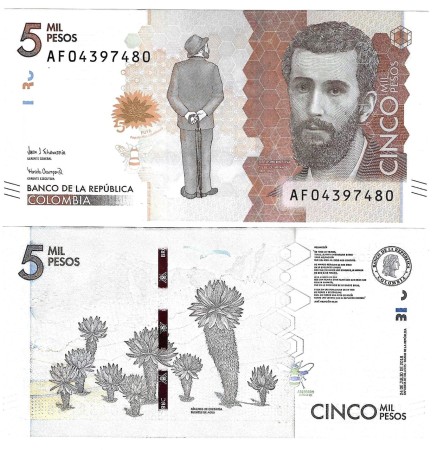 Kolumbia 5000 Pesos 2018 UNC Pick 459d	     